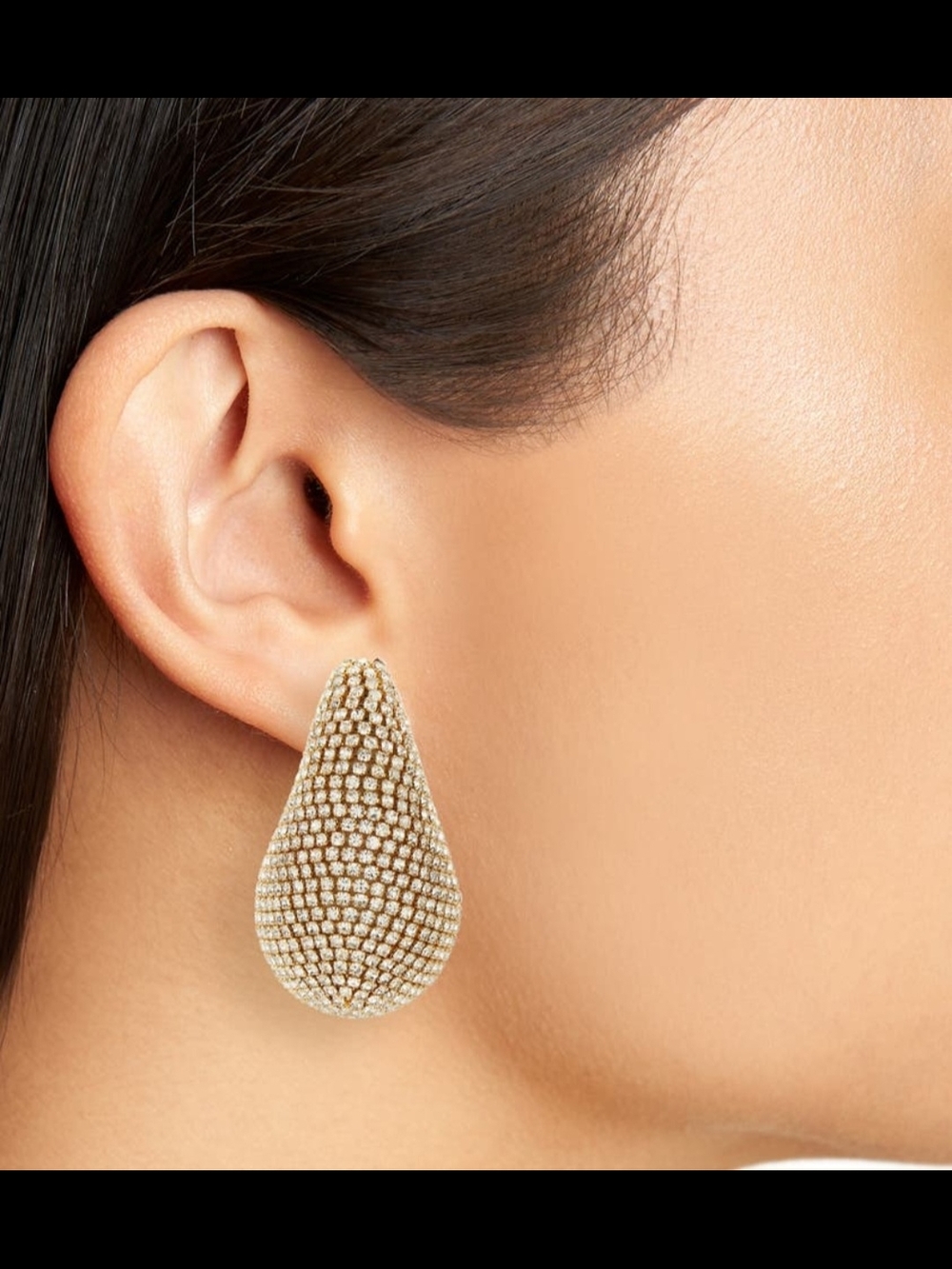 Bean Drop Pavé Crystal Earrings - Elegant Women's Jewelry